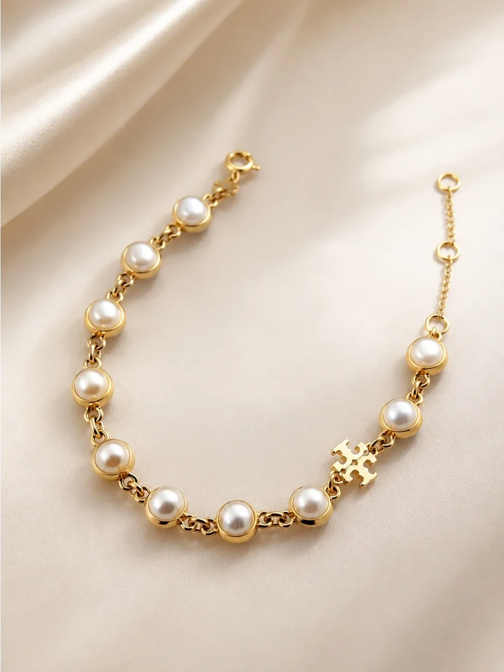 Tory Burch Moondance Goldtone & Imitation Pearl Bracelet